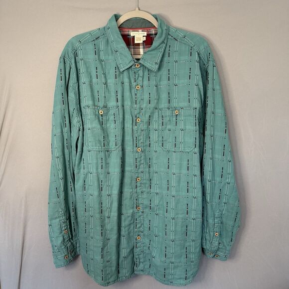 Carbon2Cobalt Mens Shirt XL Teal Blue Button Up Long Sleeve Cotton Light Flannel - Picture 2 of 10